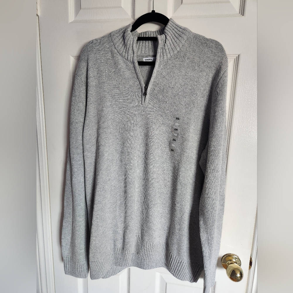 Sonoma Mens Supersoft Sweater Quarter Zip XXL Mock Neck NWT